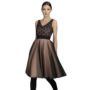 NHA KHANH $640 Black Nude Tulle Kae Princess Party Dress size 16